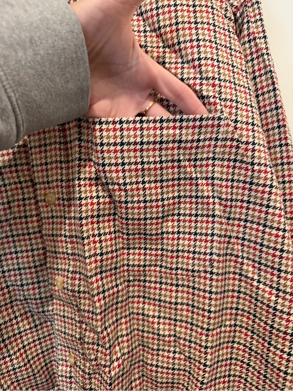 Burberry Vintage Checked Houndstooth Button-Up Shirt Sz Large EUC Preppy Luxury - Picture 8 of 11